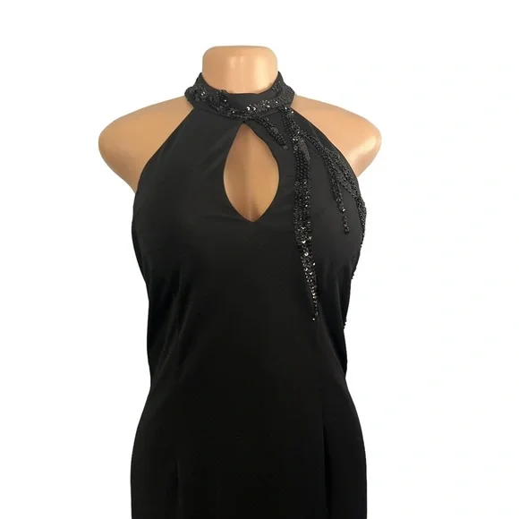 Nightway Collections High Neck Black Sequin Gown - Picture 2 of 9
